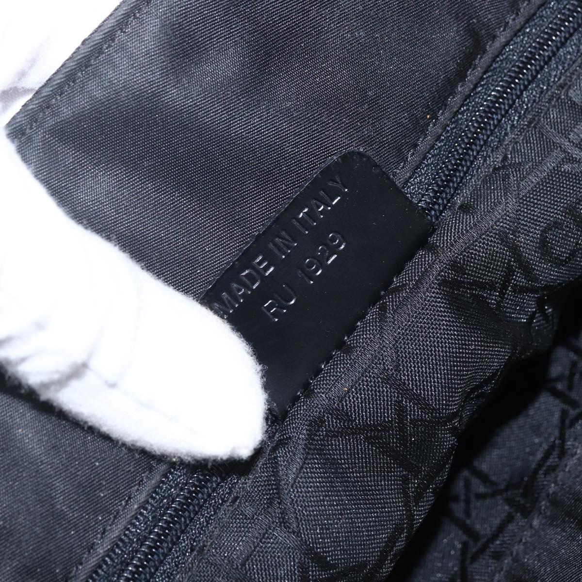 Christian Dior Lady Dior Hand Bag Nylon Black Silver Auth ep13131