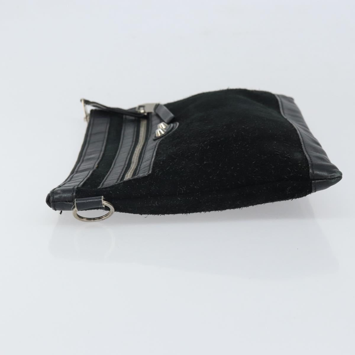 BALENCIAGA Clutch Bag Suede Black Silver 273022 Auth ep13134