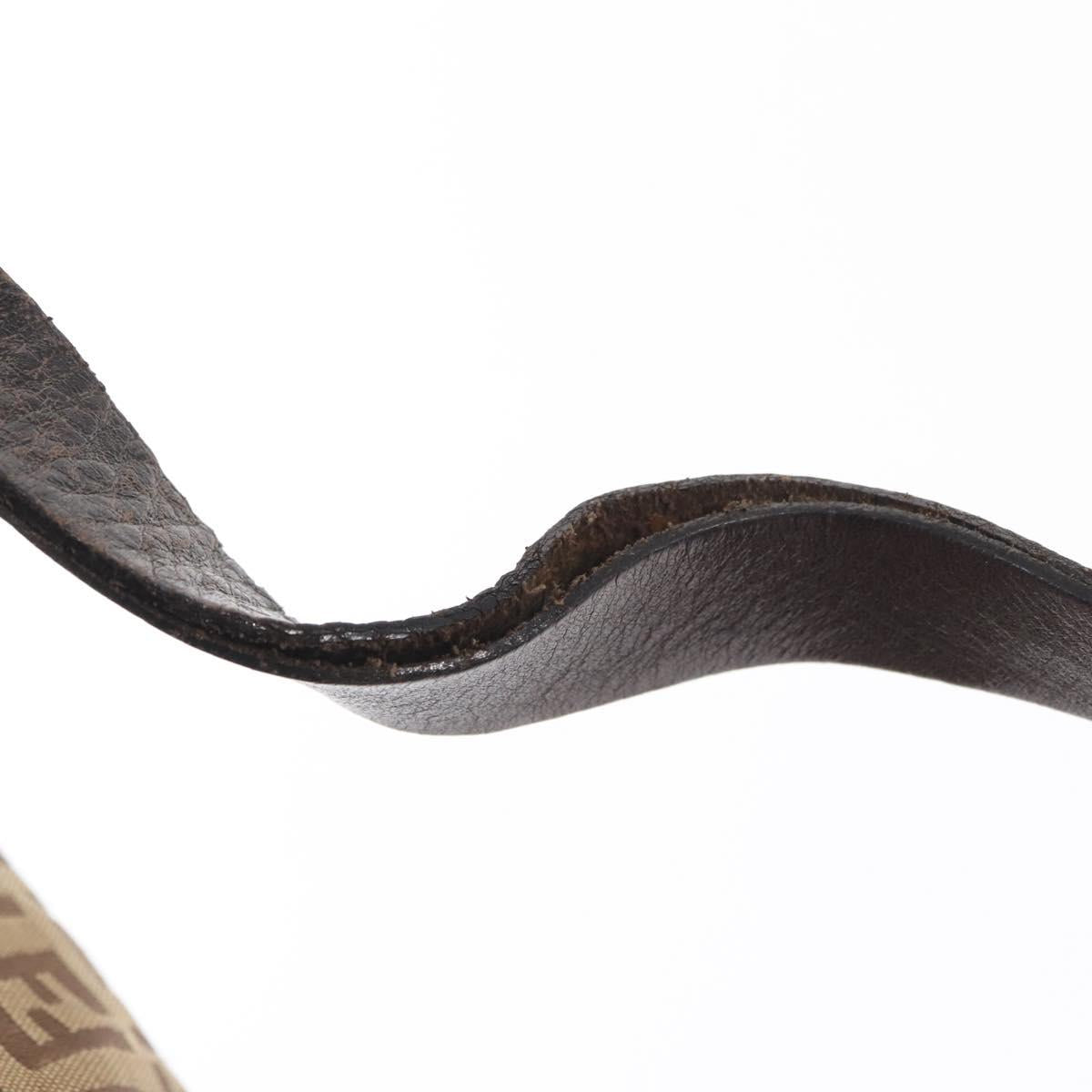 FENDI Zucchino Canvas Hand Bag Beige Silver Auth ep13135