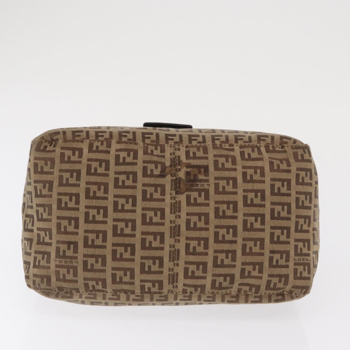 FENDI Zucchino Canvas Hand Bag Beige Silver Auth ep13135
