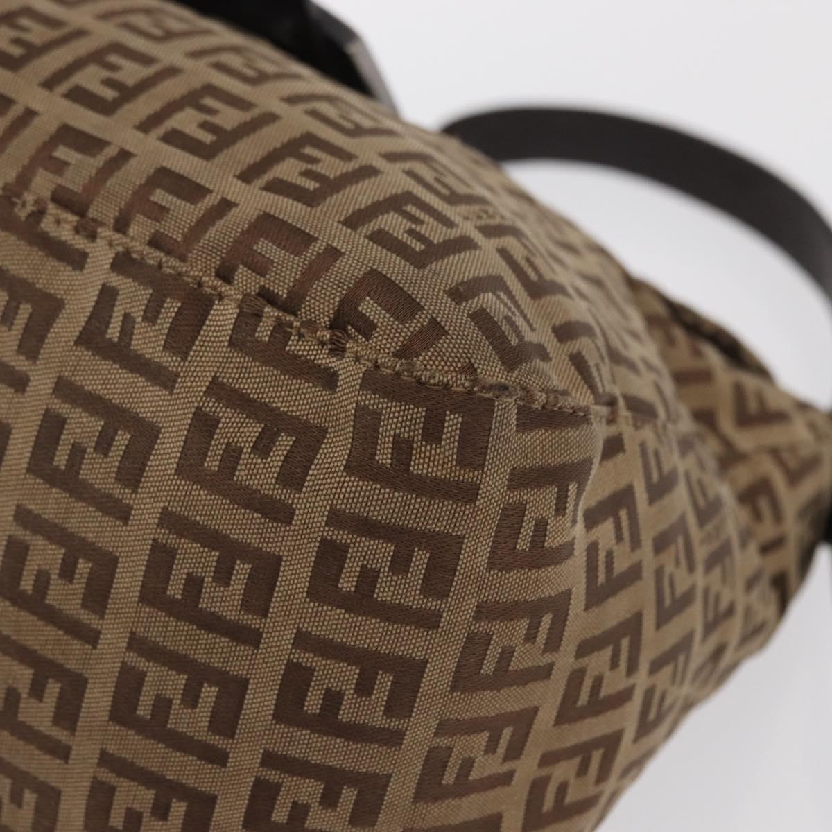 FENDI Zucchino Canvas Hand Bag Beige Silver Auth ep13135