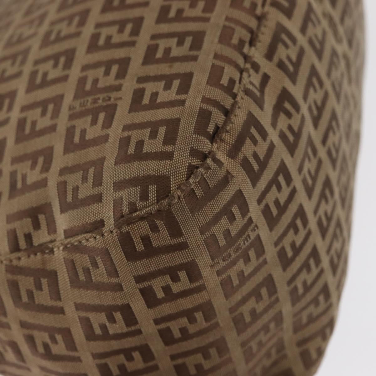 FENDI Zucchino Canvas Hand Bag Beige Silver Auth ep13135