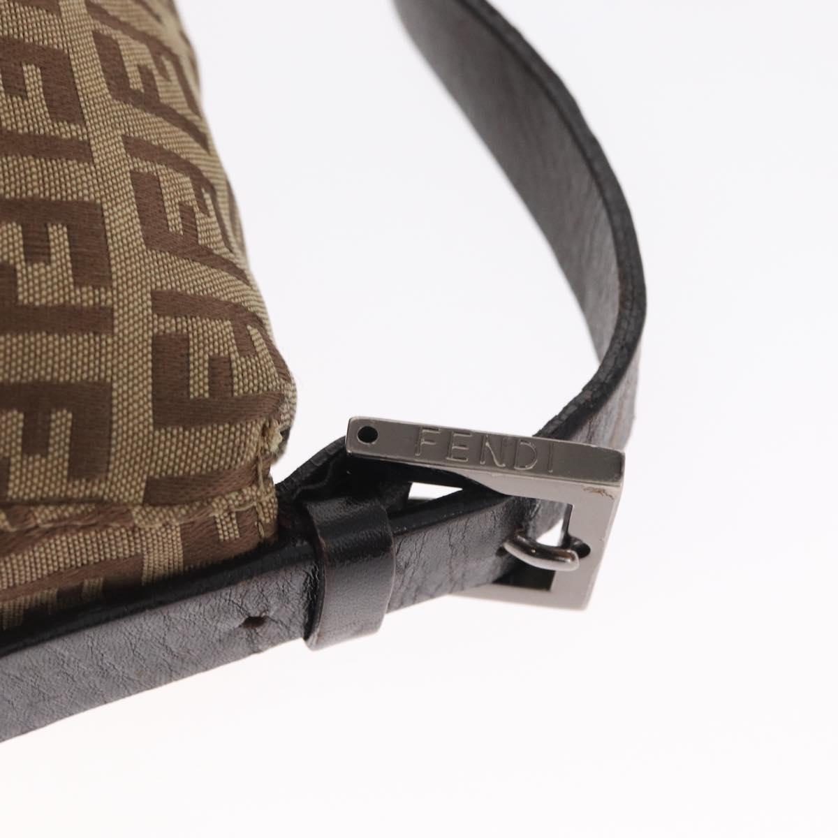 FENDI Zucchino Canvas Hand Bag Beige Silver Auth ep13135