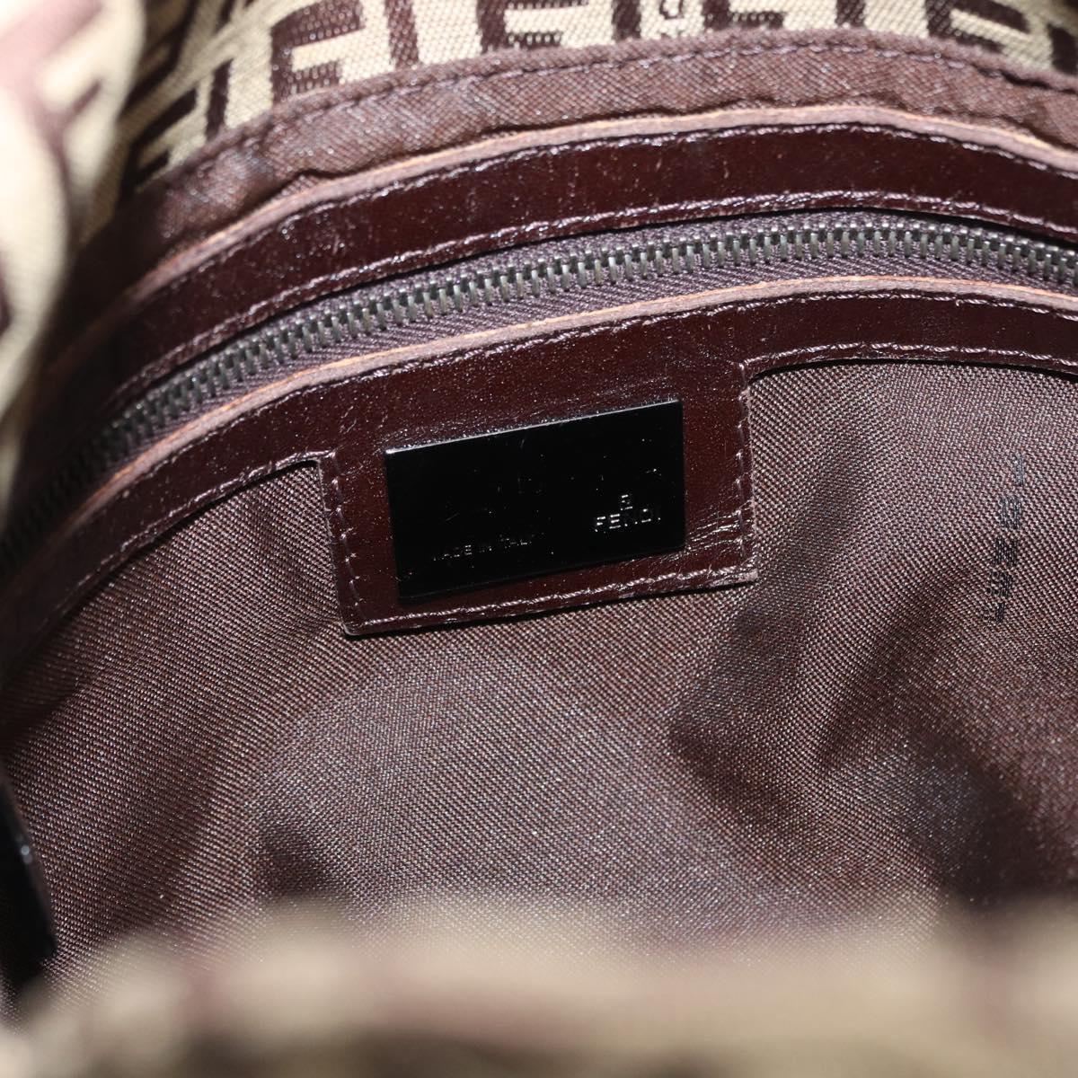 FENDI Zucchino Canvas Hand Bag Beige Silver Auth ep13135