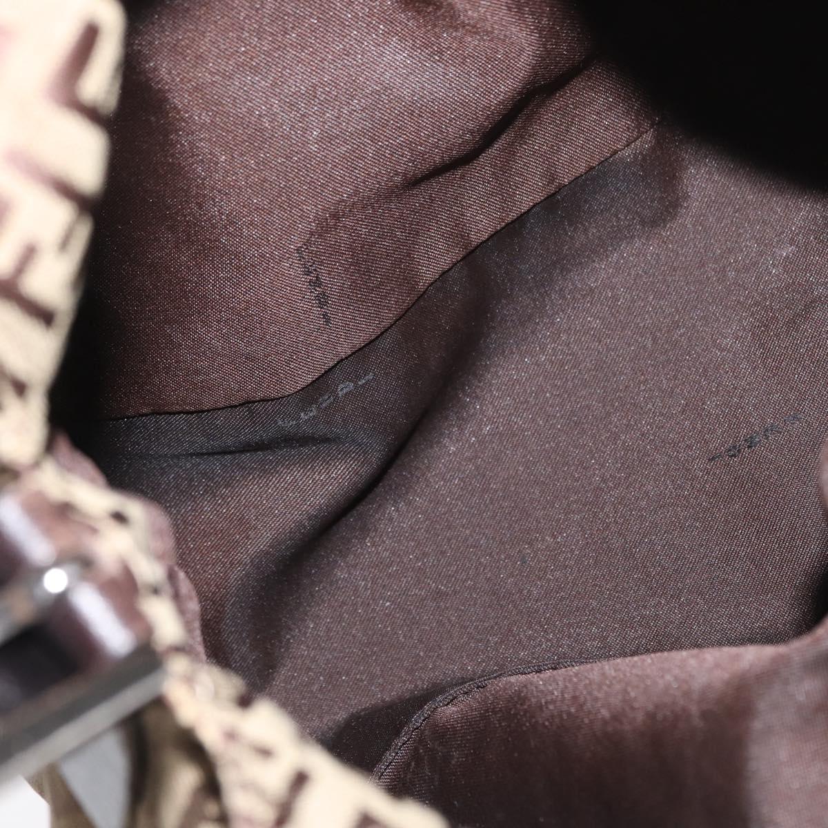 FENDI Zucchino Canvas Hand Bag Beige Silver Auth ep13135