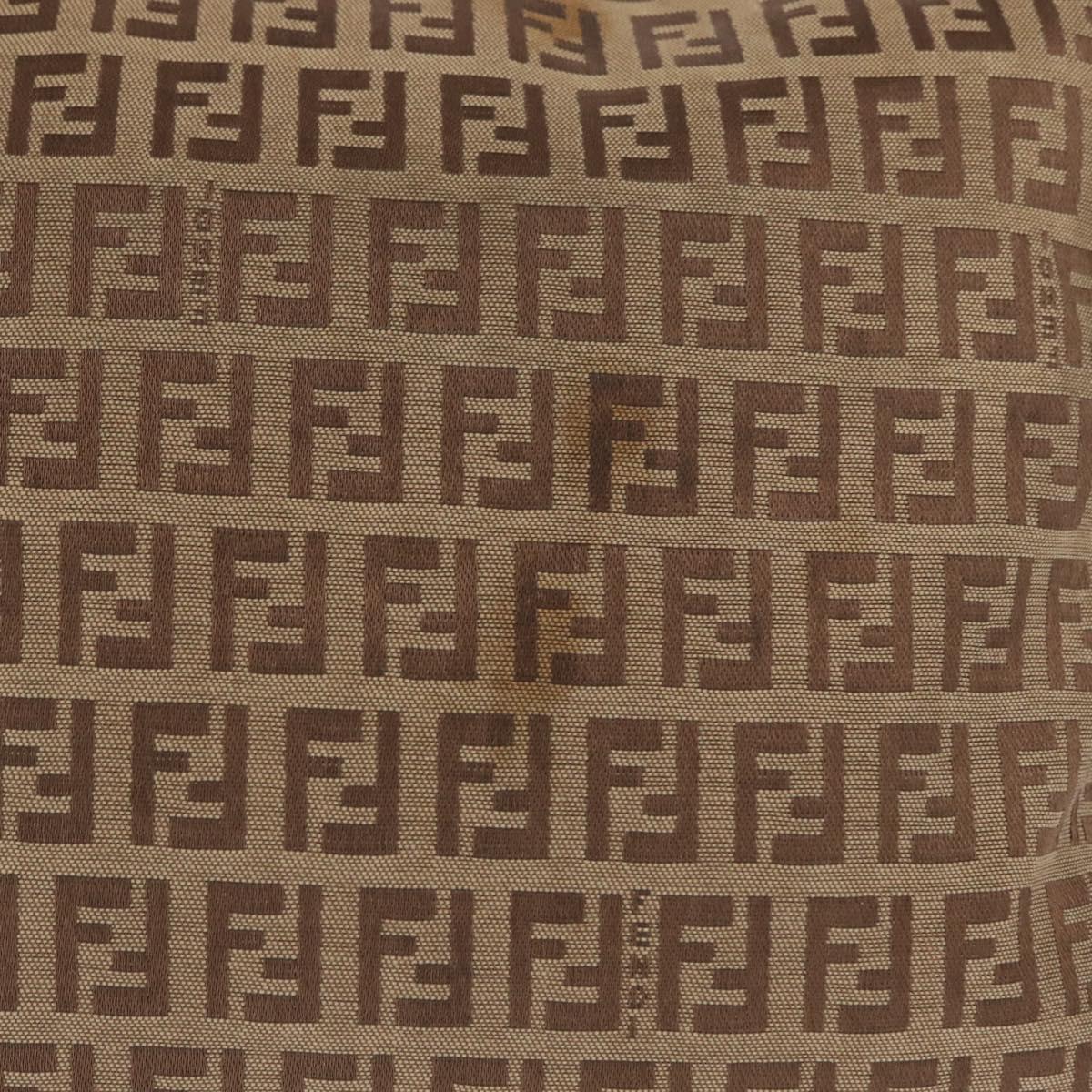 FENDI Zucchino Canvas Hand Bag Beige Silver Auth ep13135