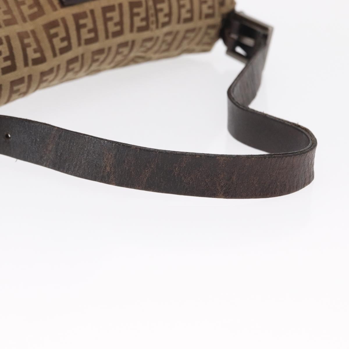 FENDI Zucchino Canvas Hand Bag Beige Silver Auth ep13135