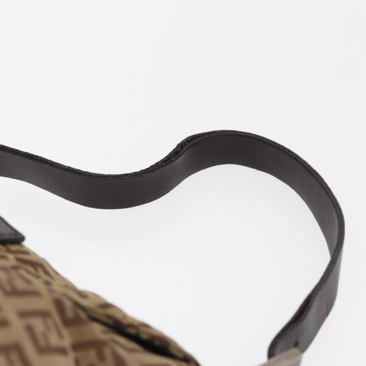 FENDI Zucchino Canvas Hand Bag Beige Silver Auth ep13135