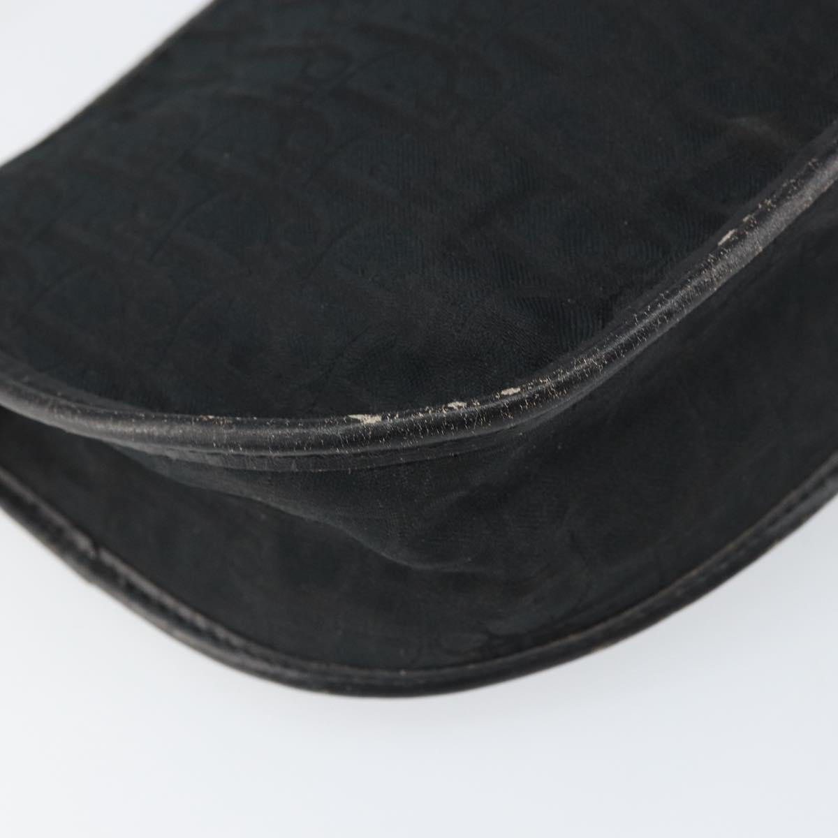 Christian Dior Trotter Canvas Shoulder Bag Black Gold Auth ep13136