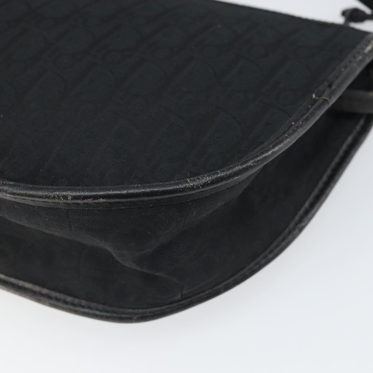 Christian Dior Trotter Canvas Shoulder Bag Black Gold Auth ep13136