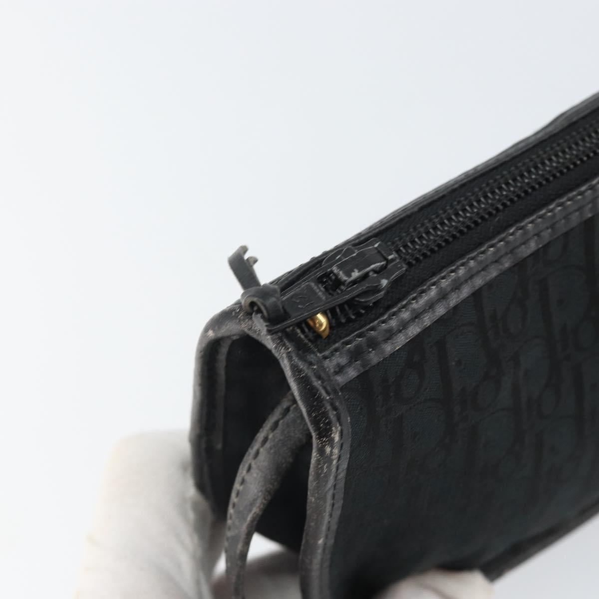 Christian Dior Trotter Canvas Shoulder Bag Black Gold Auth ep13136