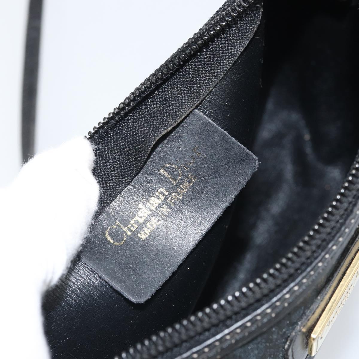 Christian Dior Trotter Canvas Shoulder Bag Black Gold Auth ep13136