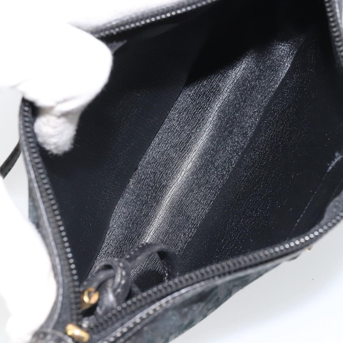 Christian Dior Trotter Canvas Shoulder Bag Black Gold Auth ep13136