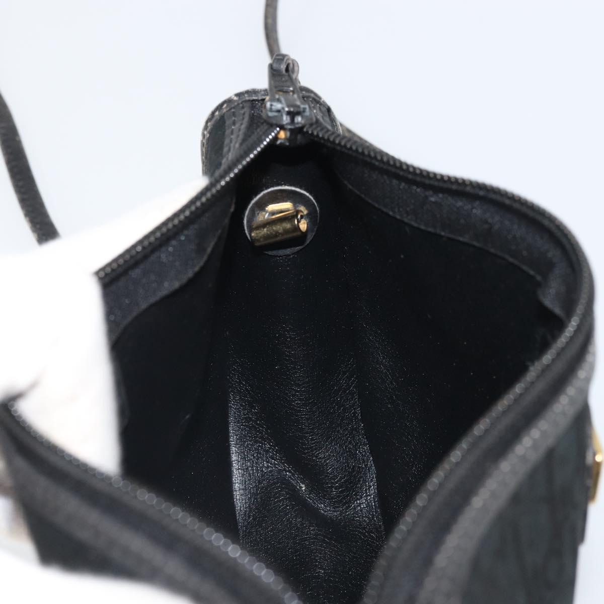 Christian Dior Trotter Canvas Shoulder Bag Black Gold Auth ep13136