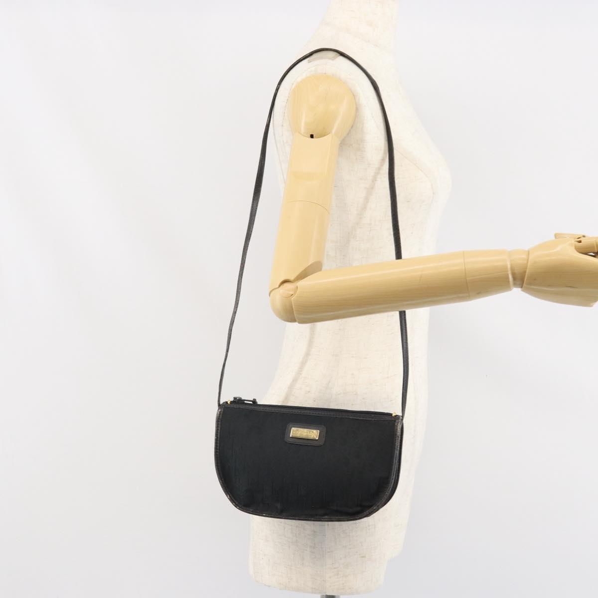 Christian Dior Trotter Canvas Shoulder Bag Black Gold Auth ep13136