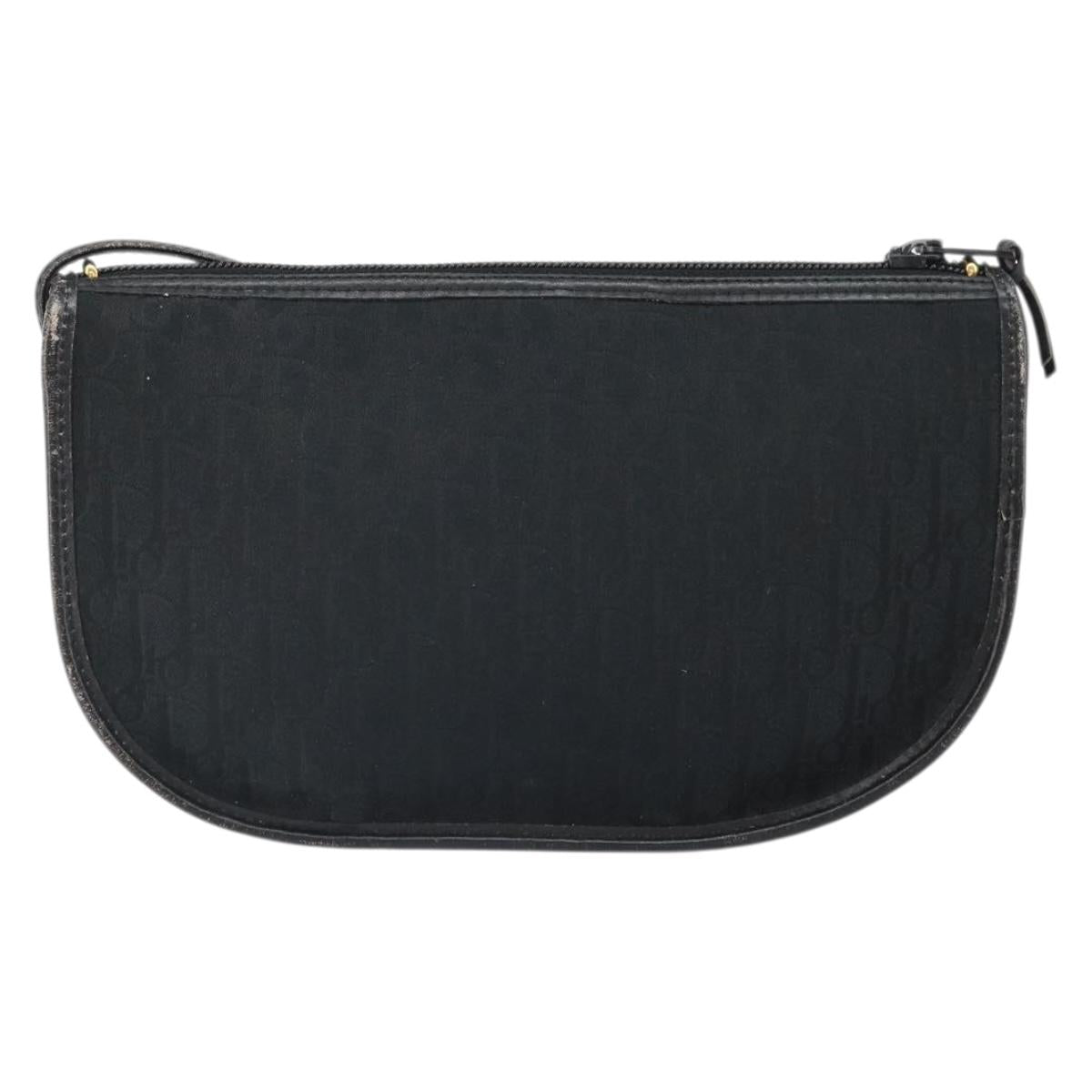 Christian Dior Trotter Canvas Shoulder Bag Black Gold Auth ep13136