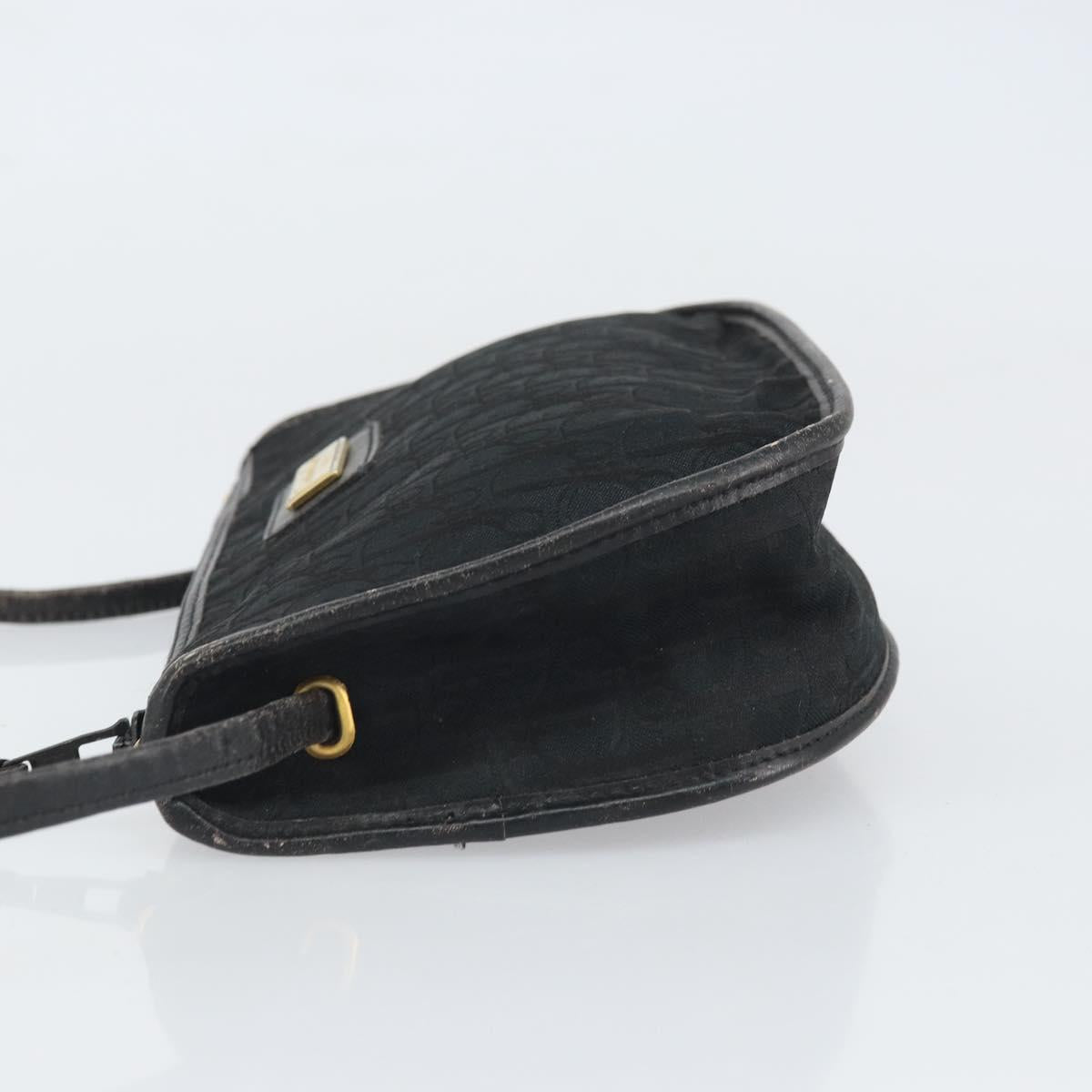 Christian Dior Trotter Canvas Shoulder Bag Black Gold Auth ep13136