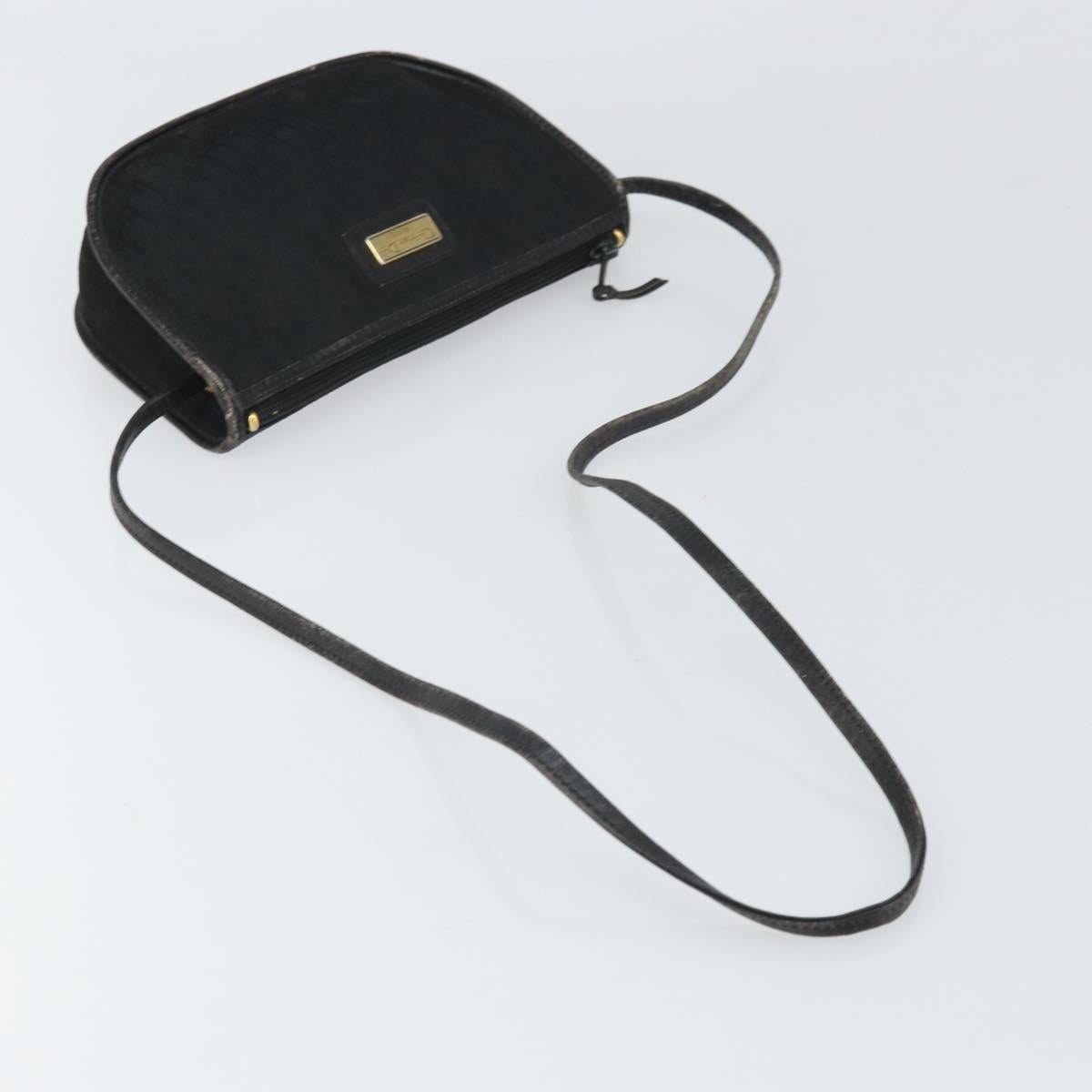 Christian Dior Trotter Canvas Shoulder Bag Black Gold Auth ep13136