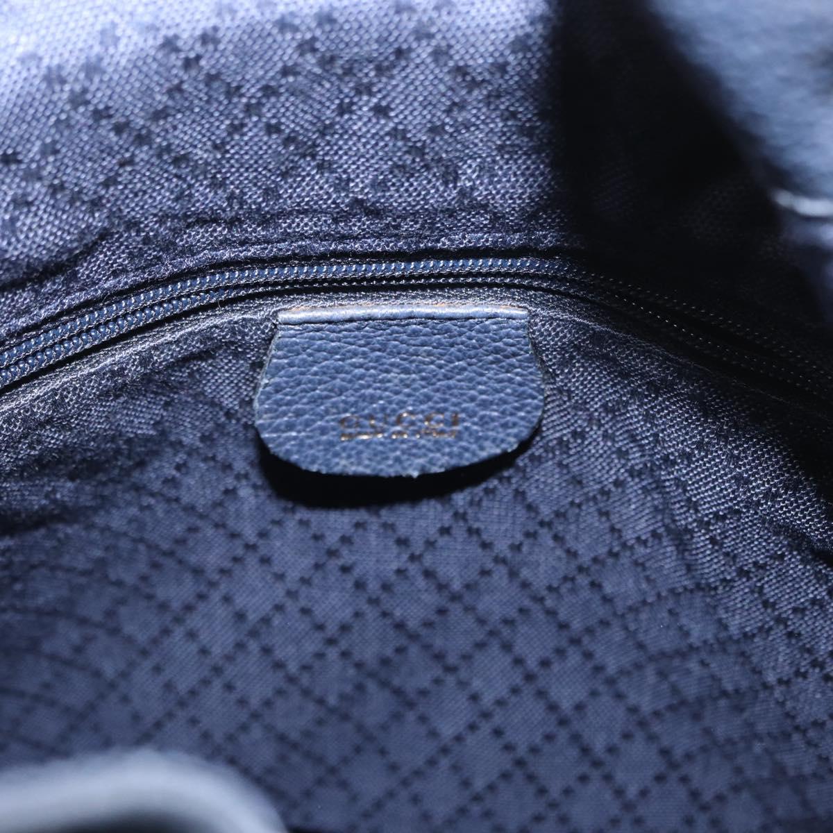 GUCCI Bamboo Hand Bag Leather 2way Navy Gold 001 2040 1657 Auth ep13138