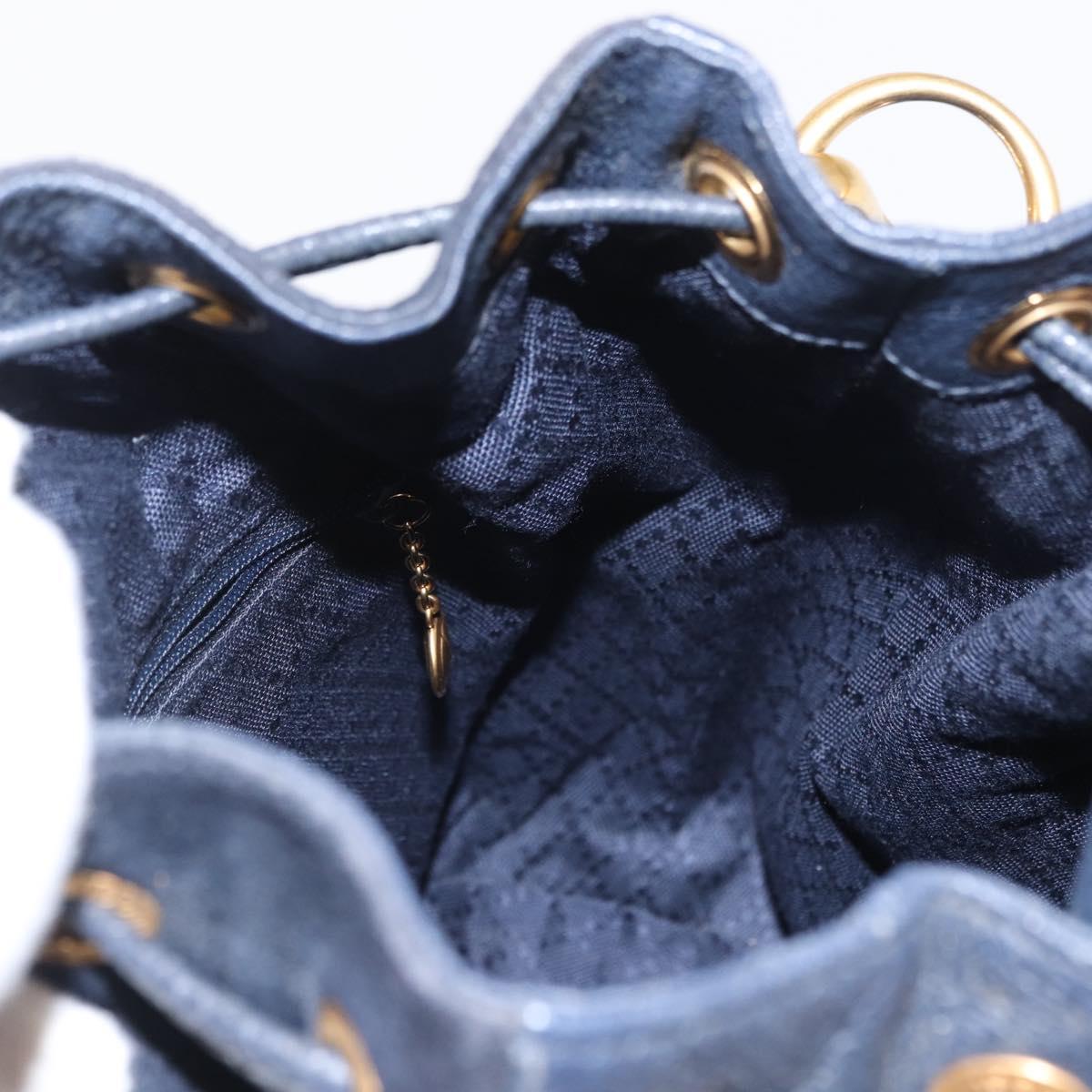 GUCCI Bamboo Hand Bag Leather 2way Navy Gold 001 2040 1657 Auth ep13138