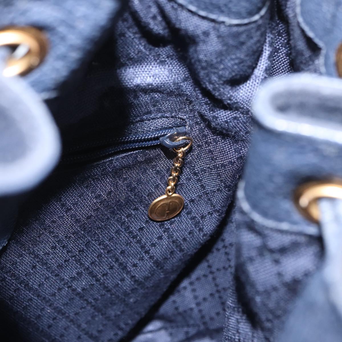 GUCCI Bamboo Hand Bag Leather 2way Navy Gold 001 2040 1657 Auth ep13138