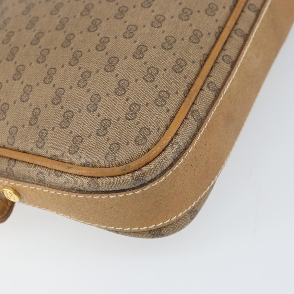 GUCCI Micro GG Supreme Shoulder Bag PVC Beige Gold Auth ep13139
