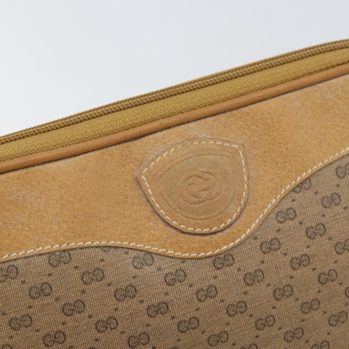 GUCCI Micro GG Supreme Shoulder Bag PVC Beige Gold Auth ep13139