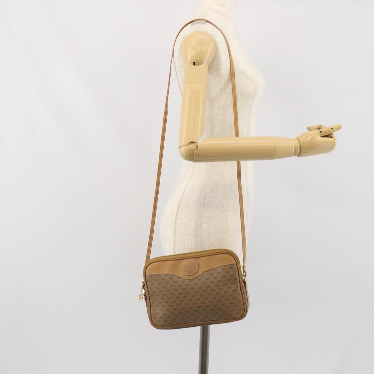 GUCCI Micro GG Supreme Shoulder Bag PVC Beige Gold Auth ep13139