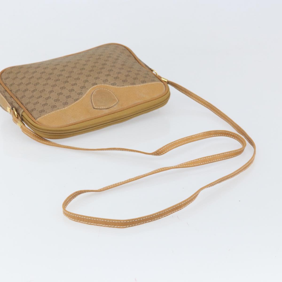 GUCCI Micro GG Supreme Shoulder Bag PVC Beige Gold Auth ep13139