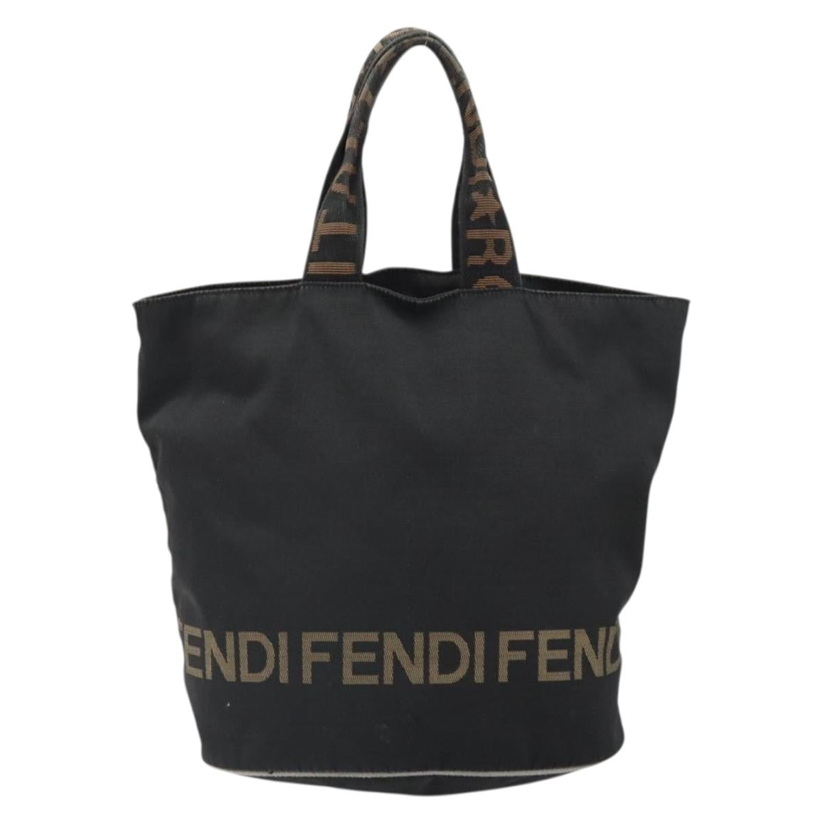 FENDI Hand Bag Nylon Black Silver Auth ep13140