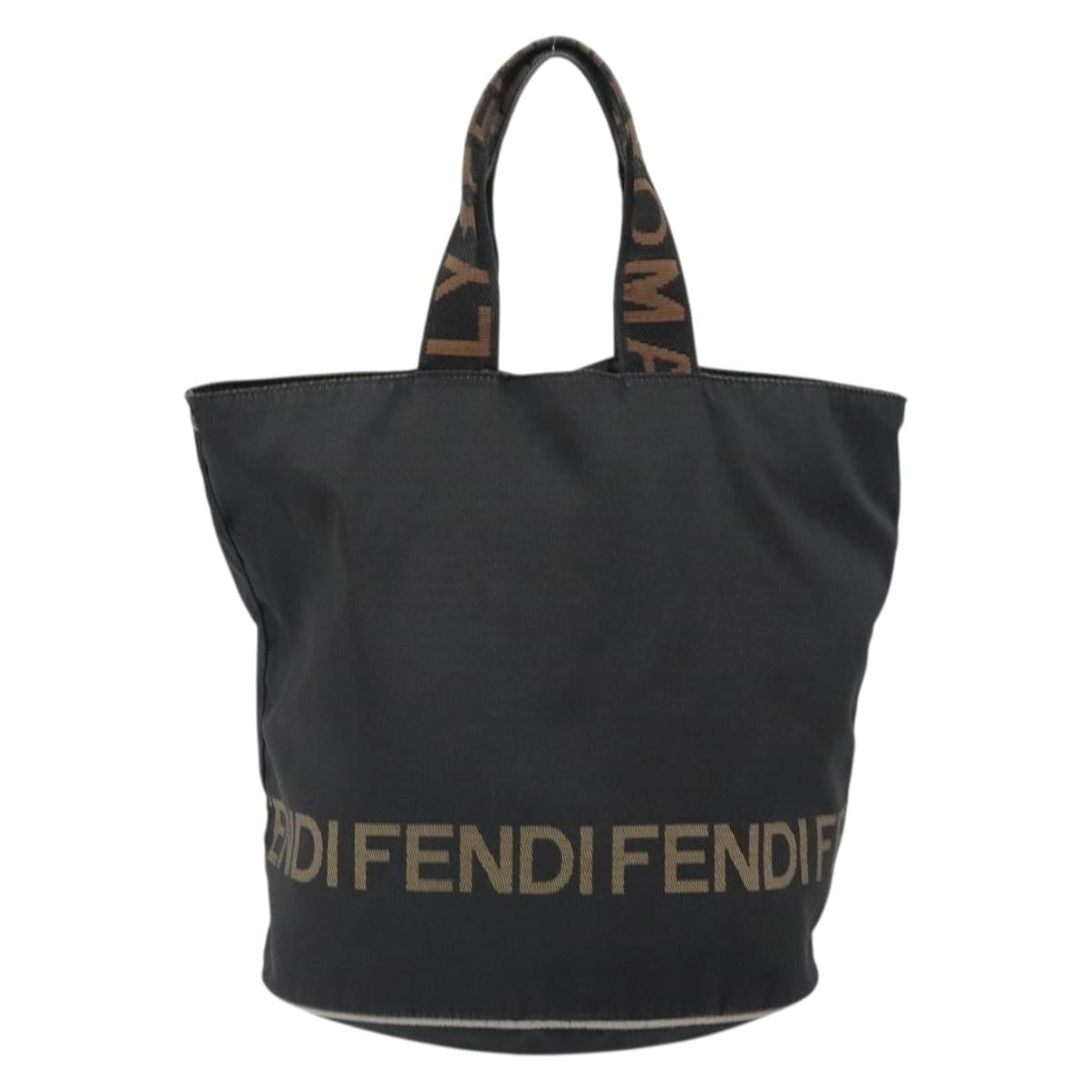 FENDI Hand Bag Nylon Black Silver Auth ep13140