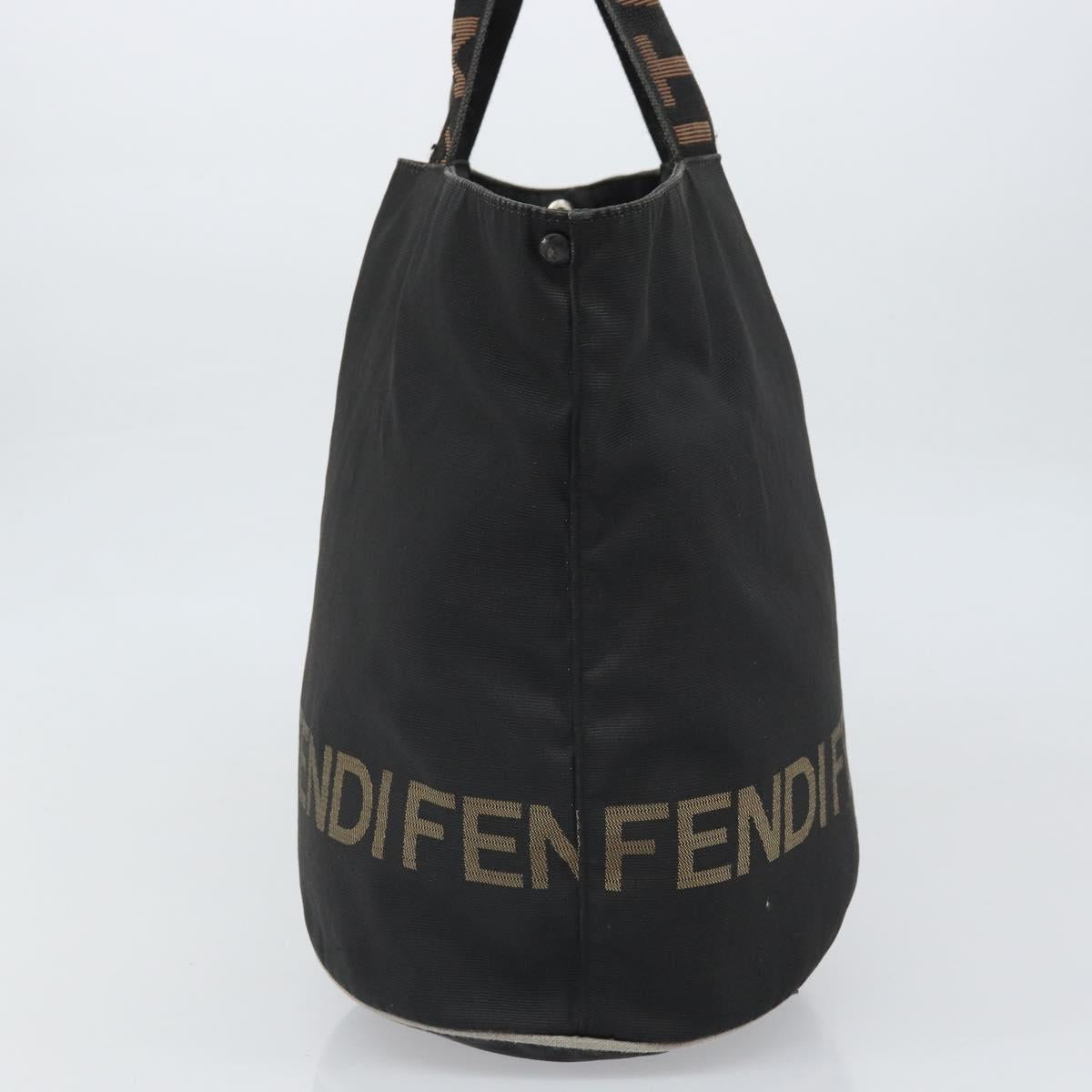 FENDI Hand Bag Nylon Black Silver Auth ep13140