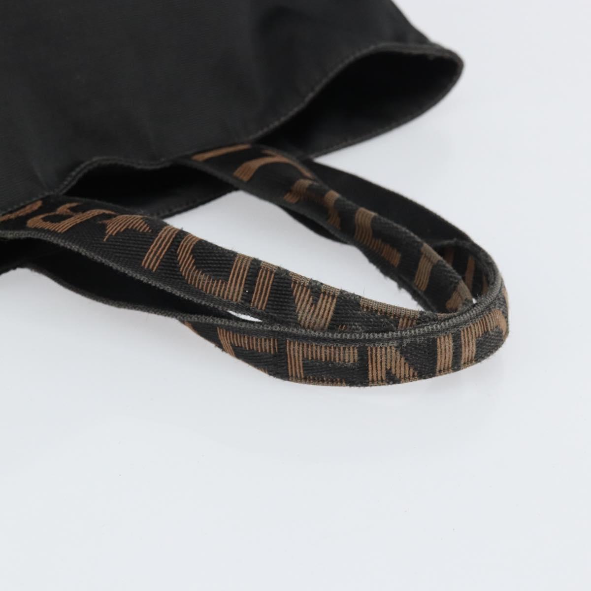FENDI Hand Bag Nylon Black Silver Auth ep13140