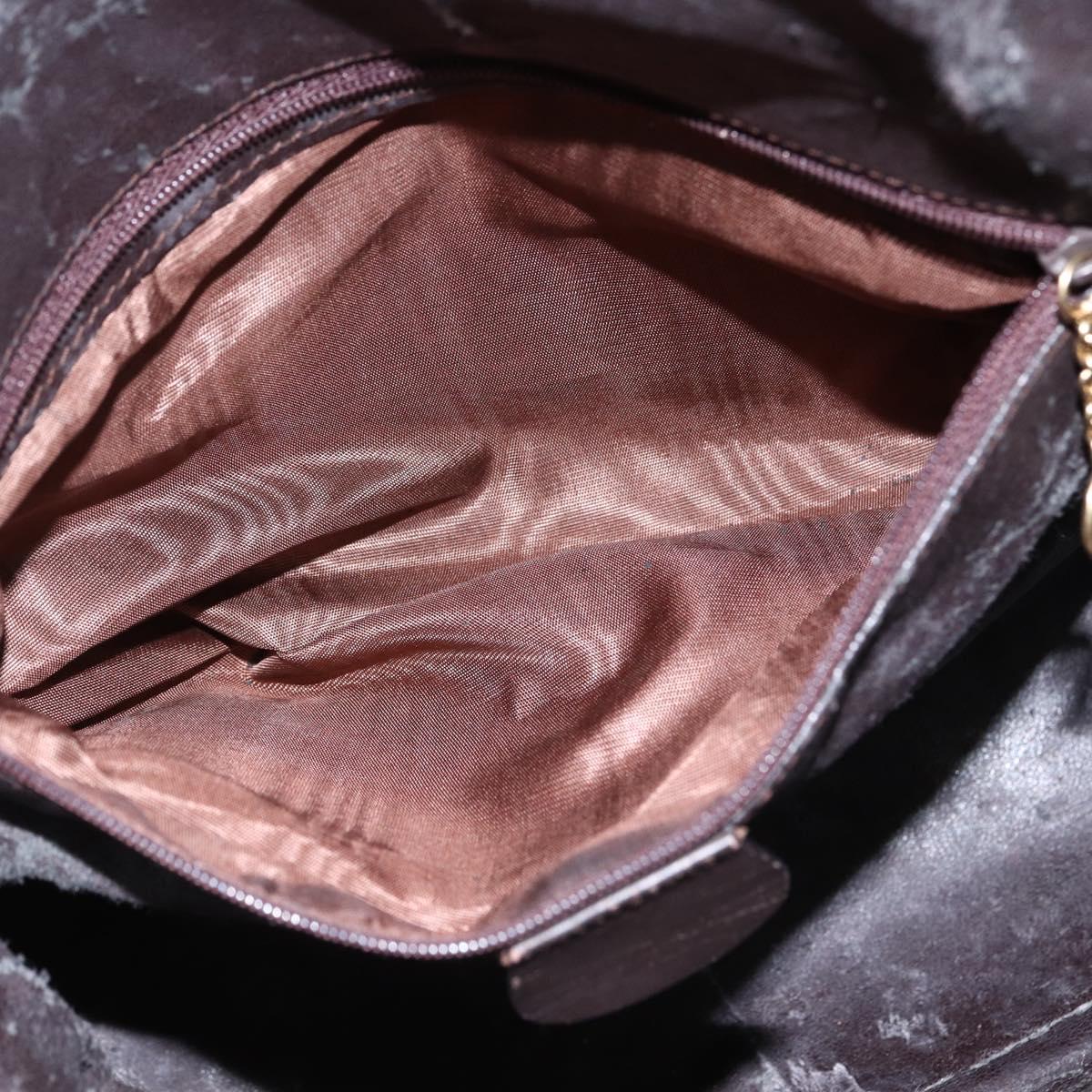 GUCCI Bamboo Hand Bag Suede 2way Brown Gold 001 1705 1577 Auth ep13141