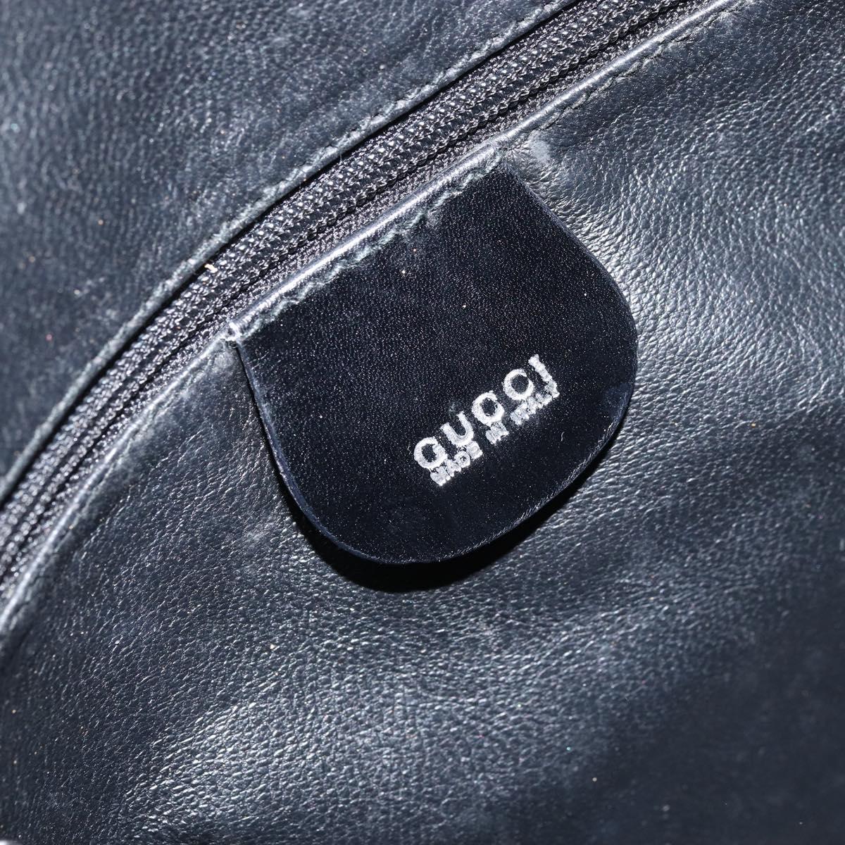 GUCCI Bamboo Hand Bag Patent leather Black Silver 001 2113 Auth ep13142