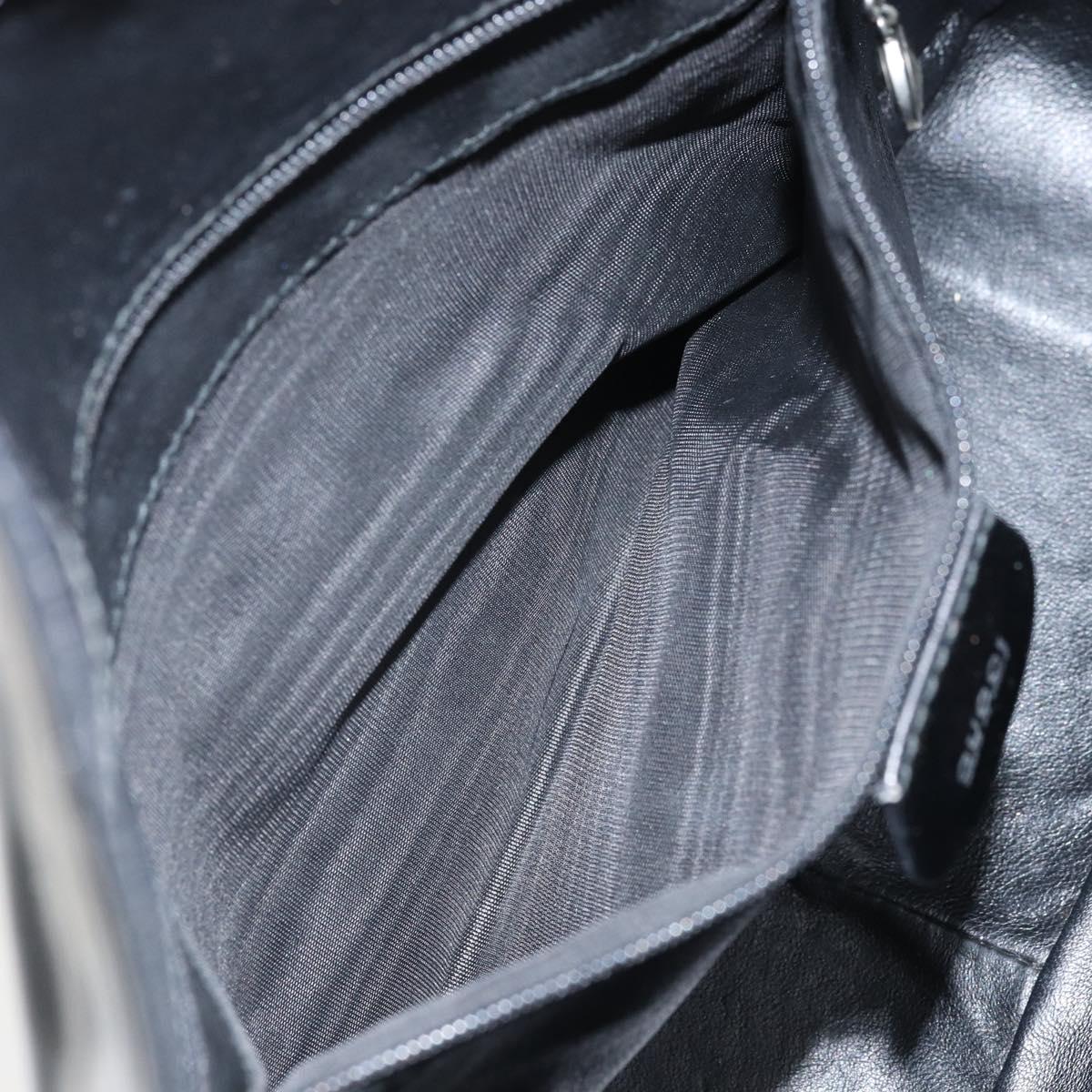 GUCCI Bamboo Hand Bag Patent leather Black Silver 001 2113 Auth ep13142