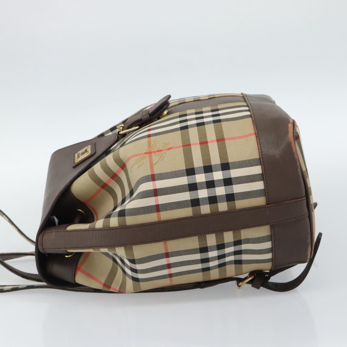 Burberrys Nova Check Backpack Canvas Beige Gold Auth ep13145