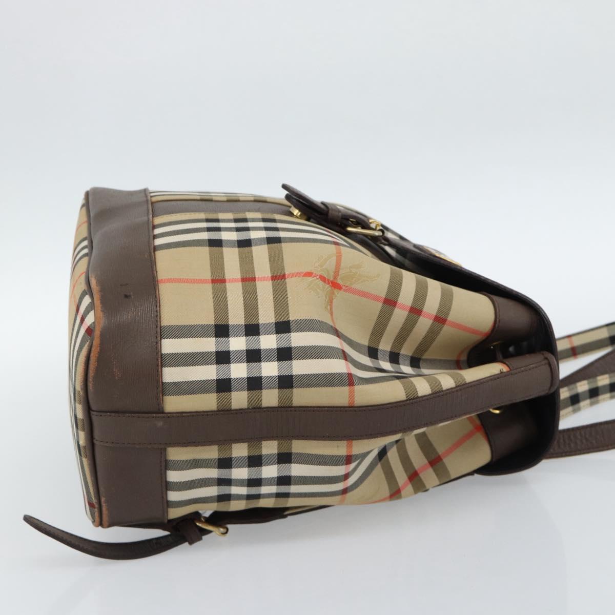 Burberrys Nova Check Backpack Canvas Beige Gold Auth ep13145