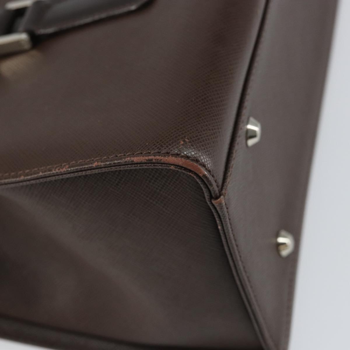 BURBERRY Hand Bag Leather Brown Silver Auth ep13146