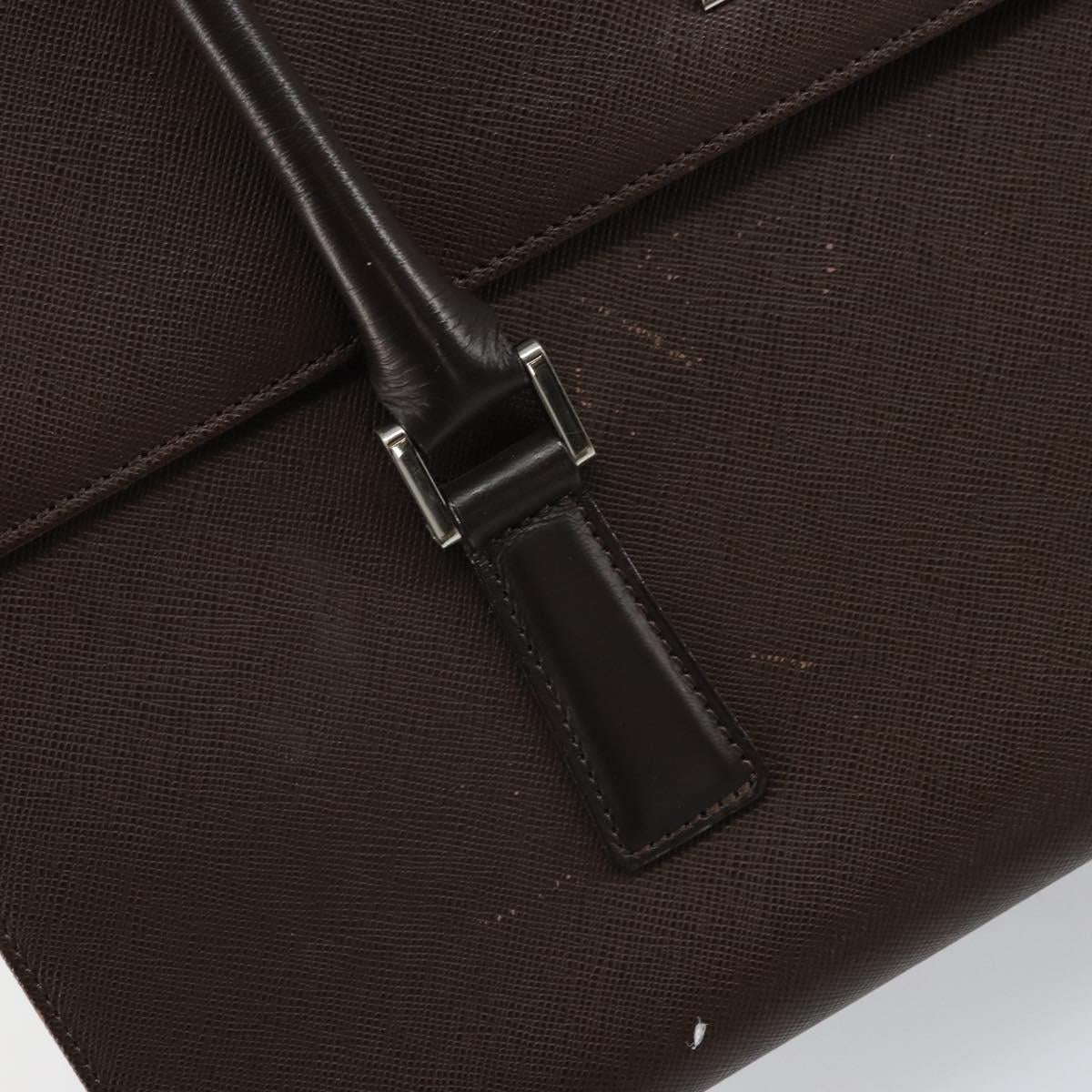 BURBERRY Hand Bag Leather Brown Silver Auth ep13146