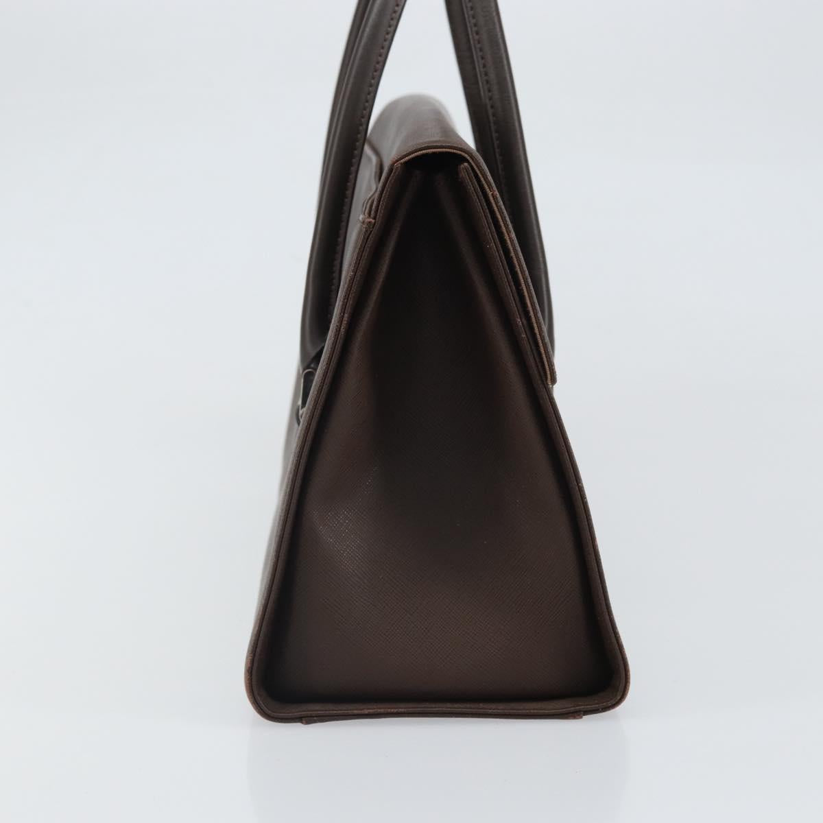 BURBERRY Hand Bag Leather Brown Silver Auth ep13146