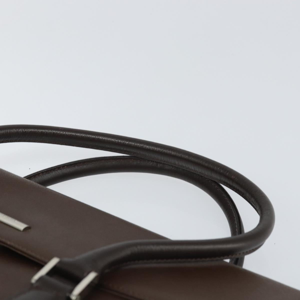 BURBERRY Hand Bag Leather Brown Silver Auth ep13146