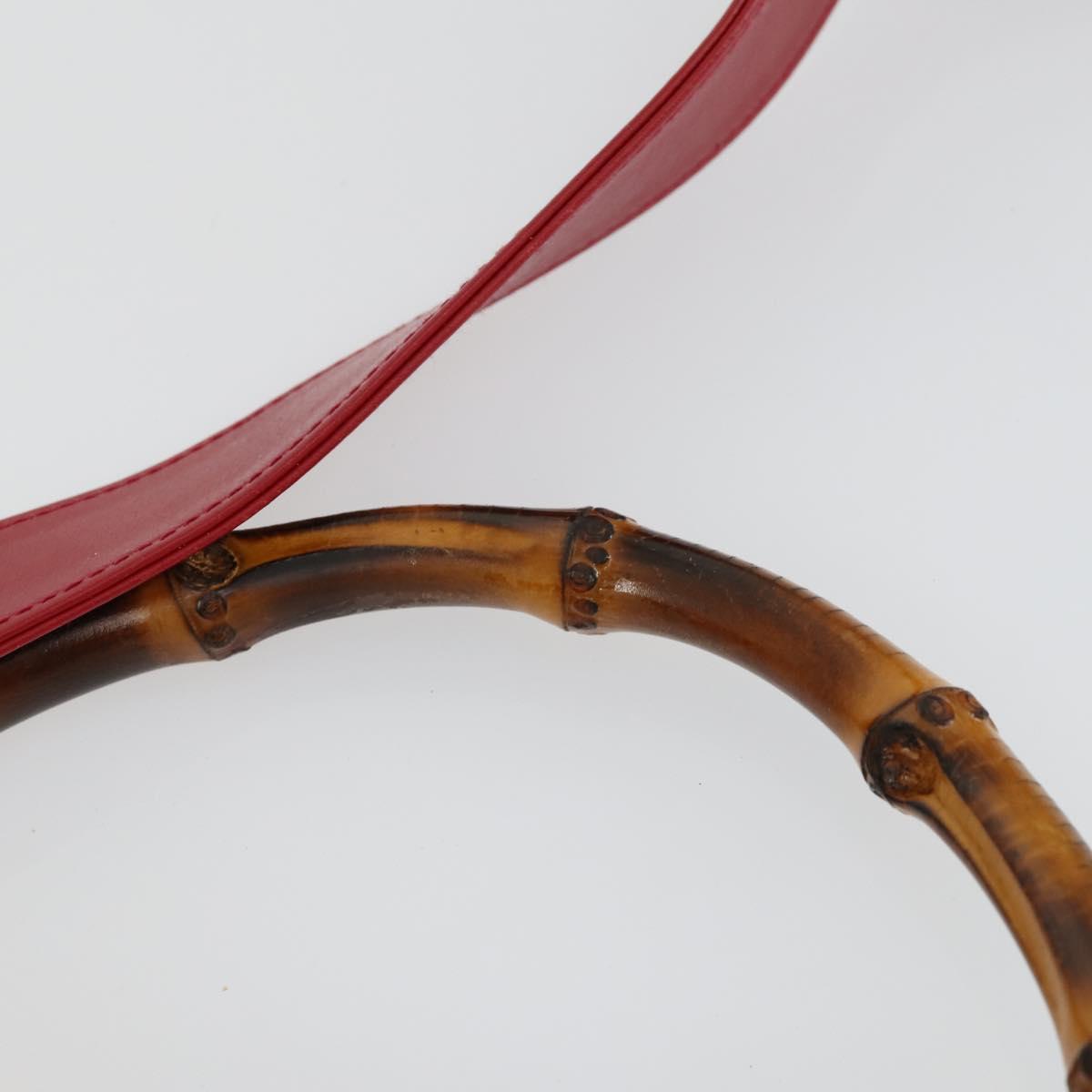 GUCCI Bamboo Hand Bag Suede 2way Red Gold Auth ep13161