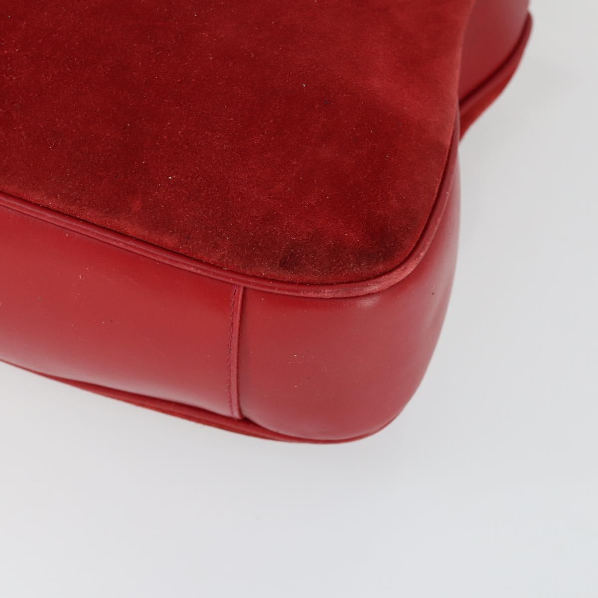 GUCCI Bamboo Hand Bag Suede 2way Red Gold Auth ep13161