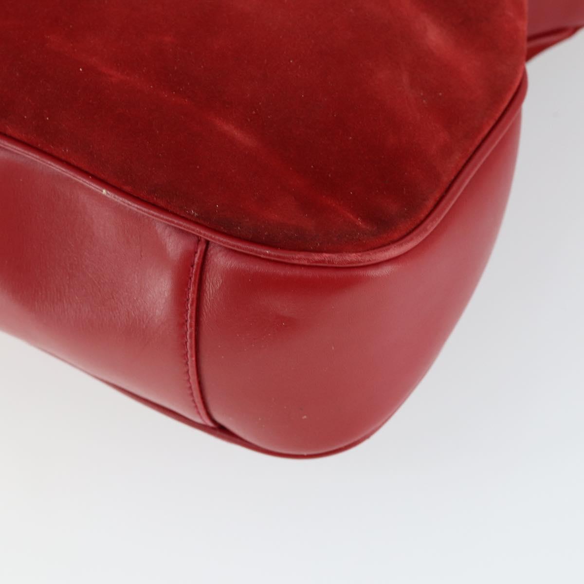 GUCCI Bamboo Hand Bag Suede 2way Red Gold Auth ep13161