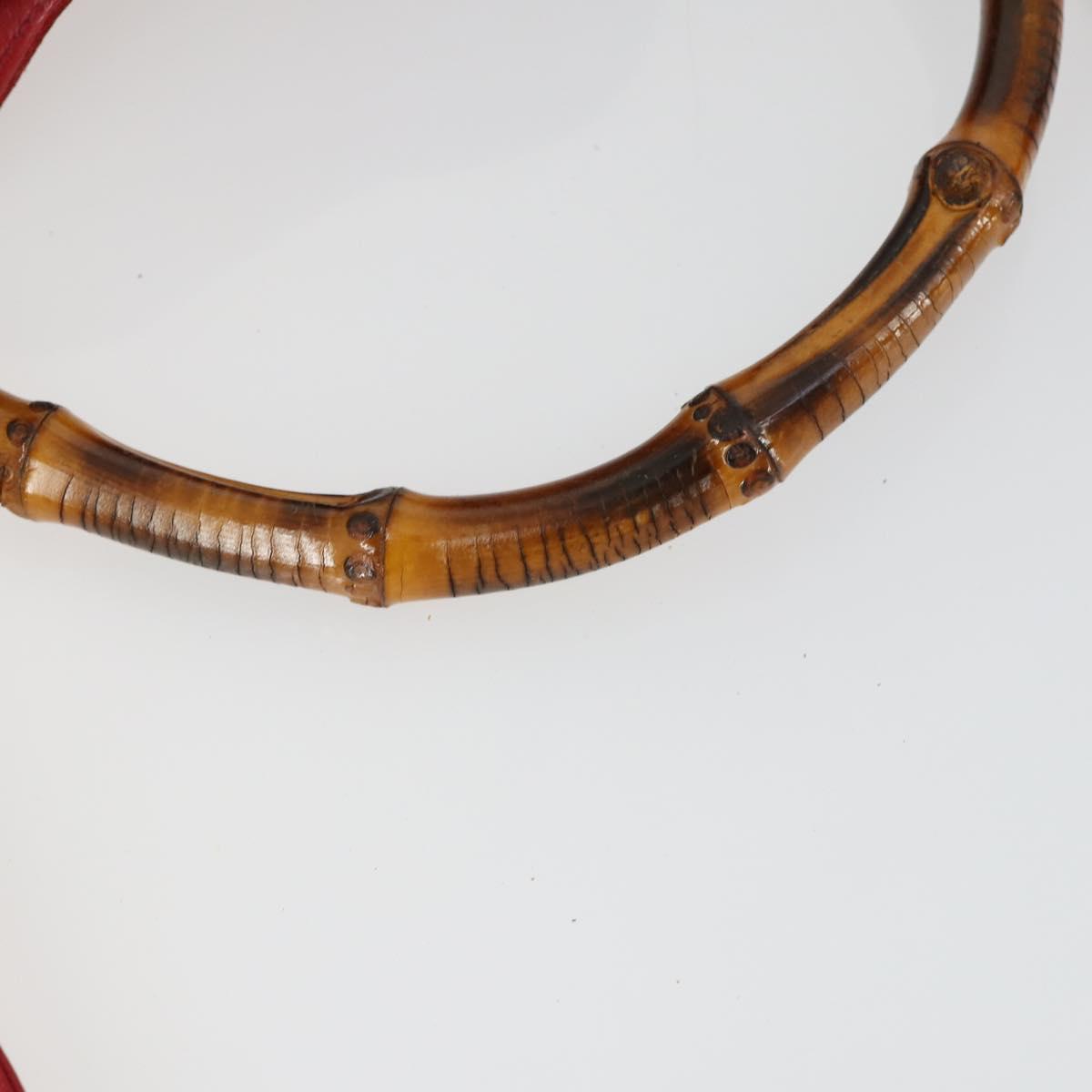 GUCCI Bamboo Hand Bag Suede 2way Red Gold Auth ep13161