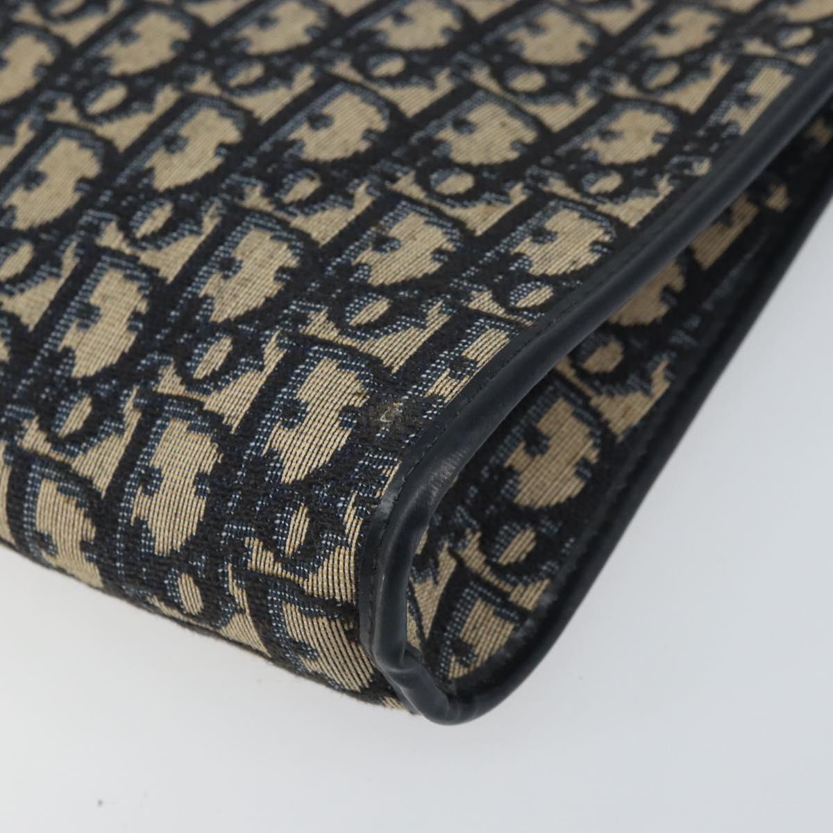 Christian Dior Trotter Canvas Shoulder Bag Navy Gold Auth ep13166