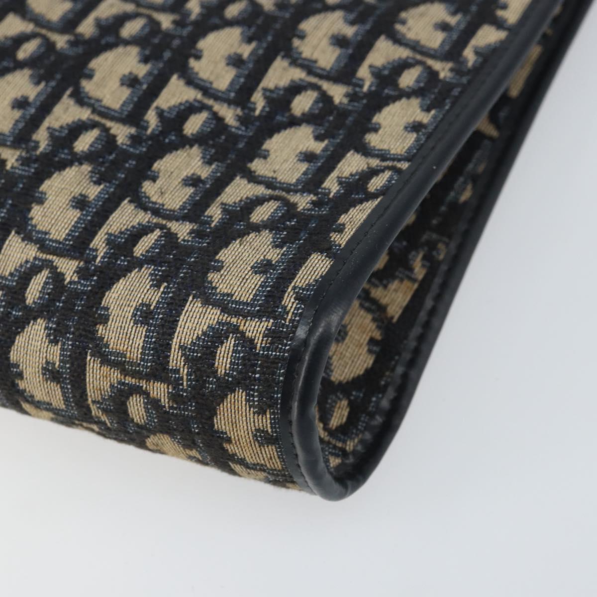 Christian Dior Trotter Canvas Shoulder Bag Navy Gold Auth ep13166