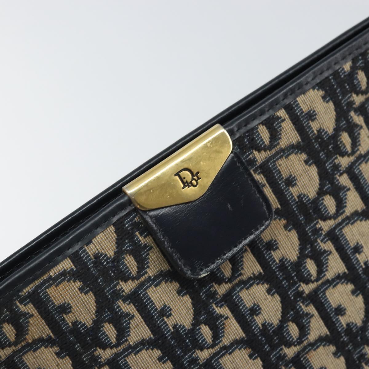 Christian Dior Trotter Canvas Shoulder Bag Navy Gold Auth ep13166