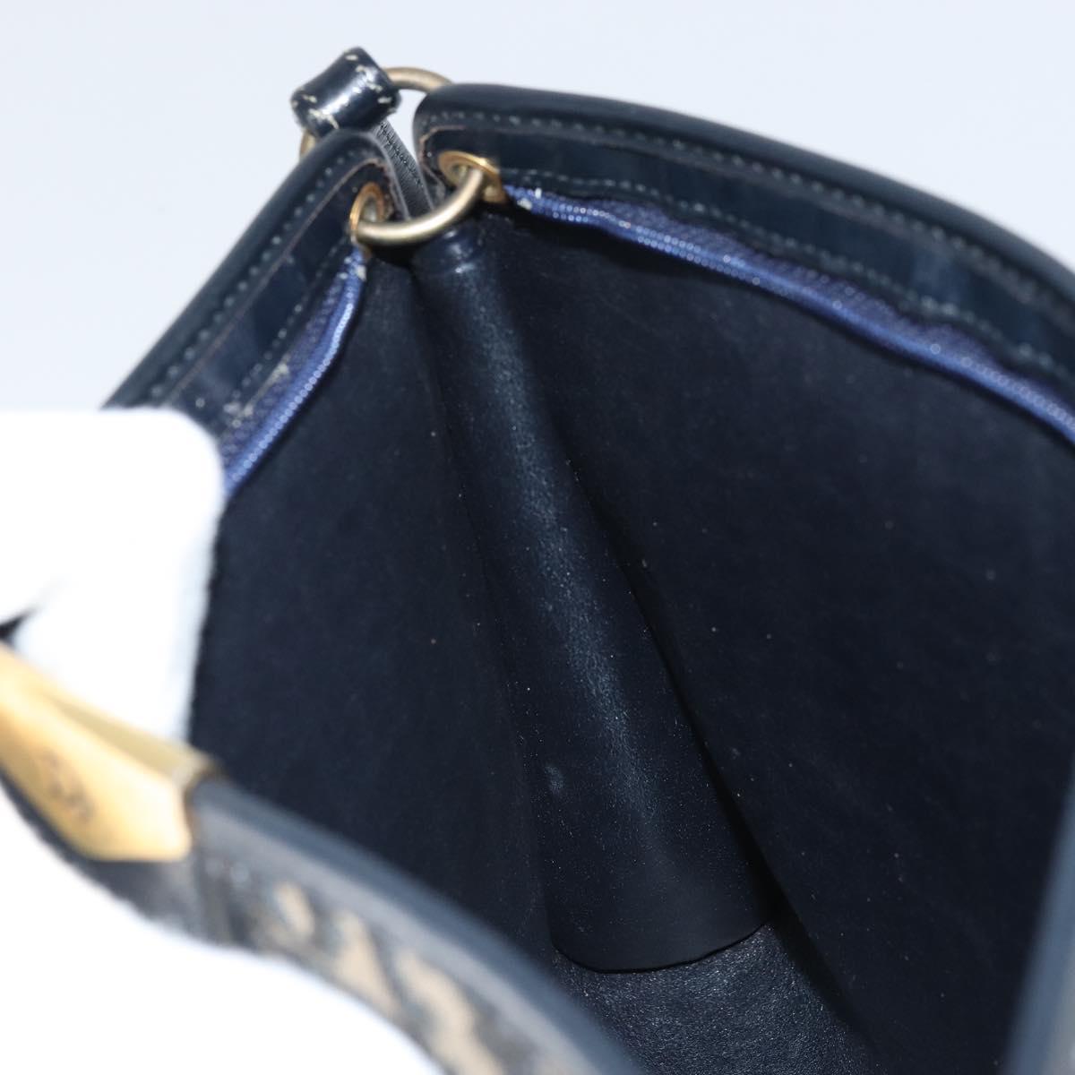 Christian Dior Trotter Canvas Shoulder Bag Navy Gold Auth ep13166